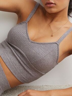 H&M Ribbed Modal Blend Crop top brown